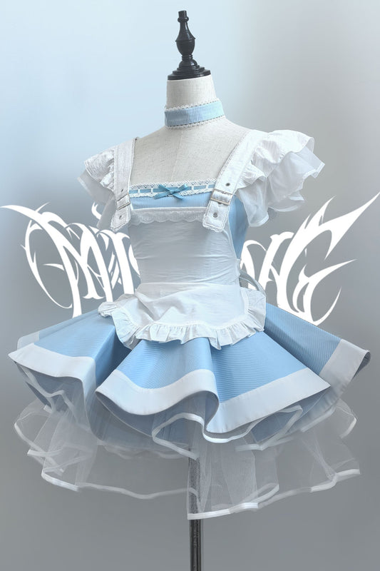Striped Layered-Look Maid Dress