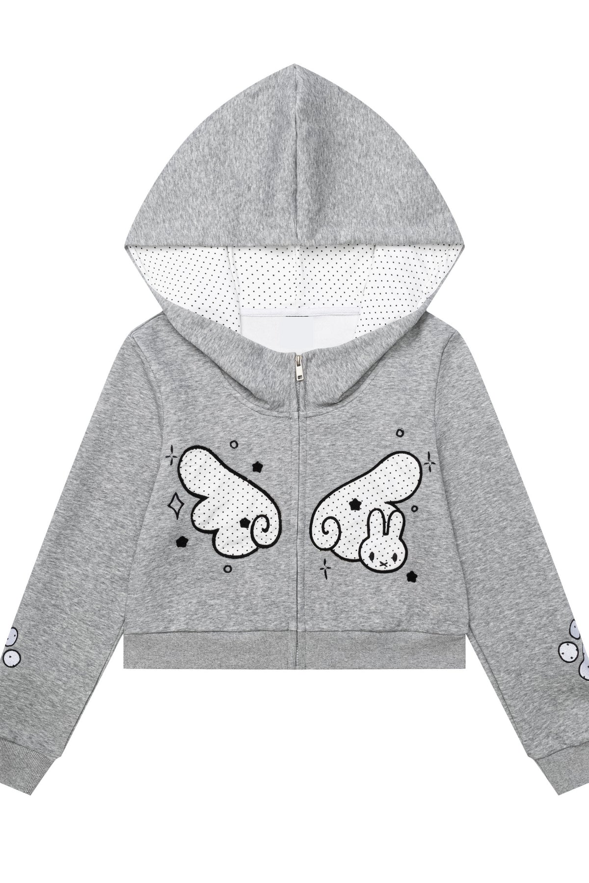 Polka Dot Wings Hooded Sweatshirt Short Jacket Set-Up