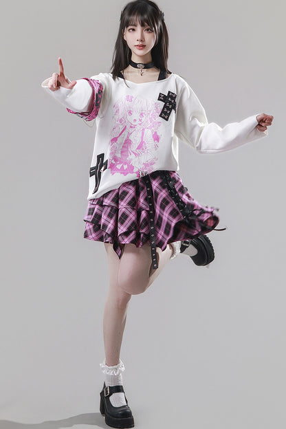 Cross-Decorated Armband Shoulder Strap T-Shirt
