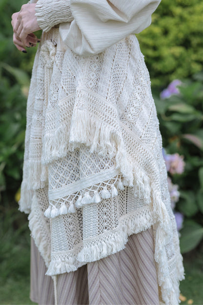 Irregular Hollow Lace Tassel Skirt