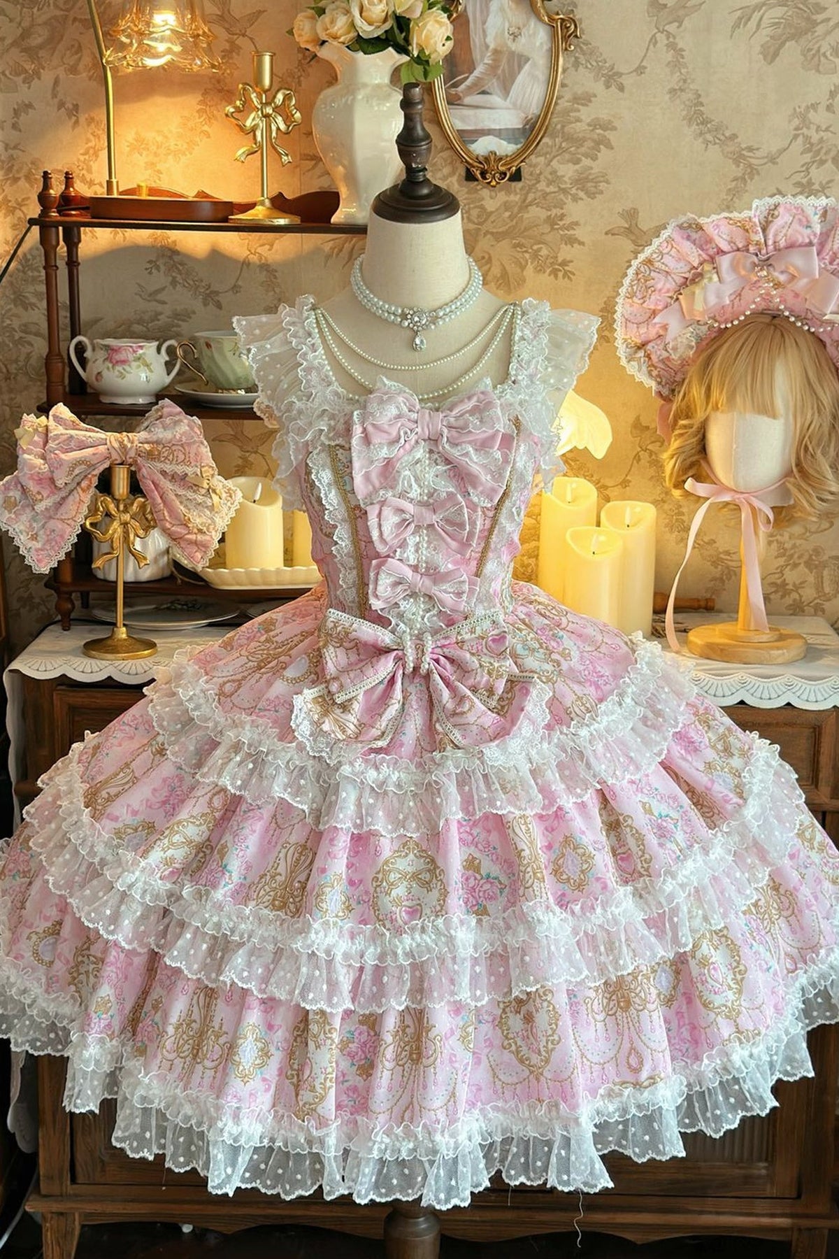 Elegance Floral Wall Doll-Like JSK Dress