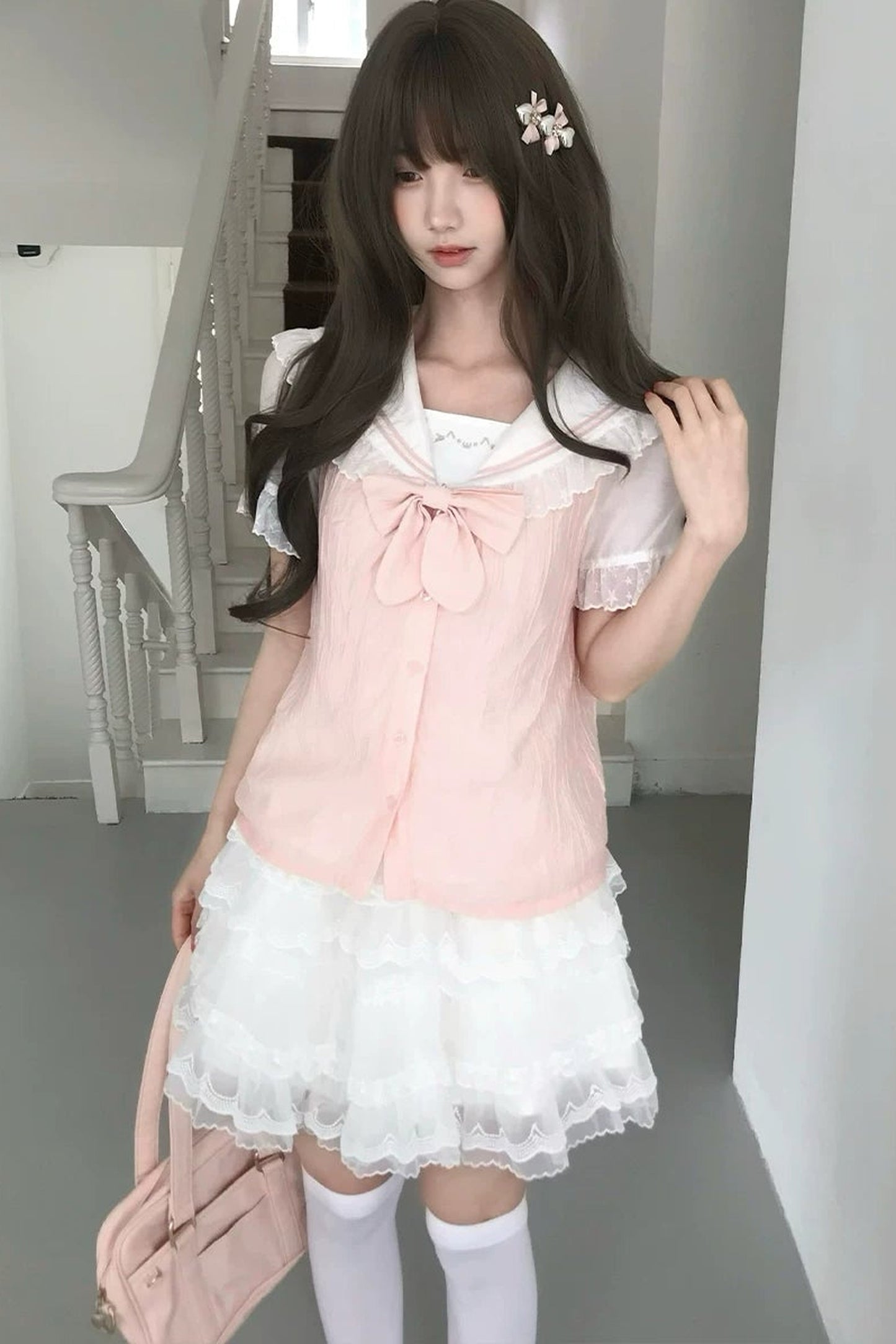Milky Pink Sailor Top + Skirt