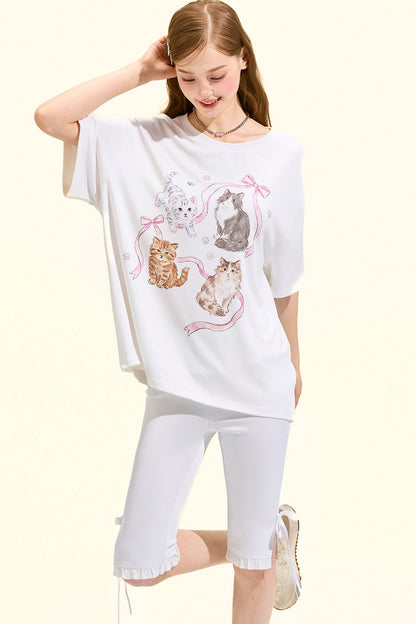 Süßes Katzen-Oversize-T-Shirt
