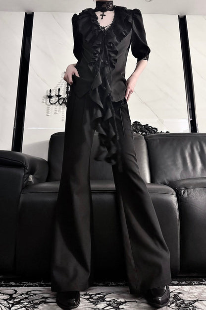 High-Waisted Slightly Flared Dress Pants