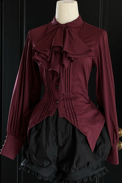 Gothic Ruffle Collar Long-Sleeved Shirt