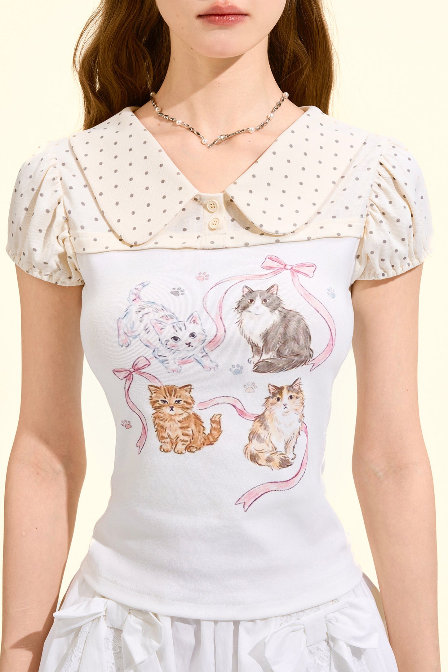 chemisier à pois motif chat