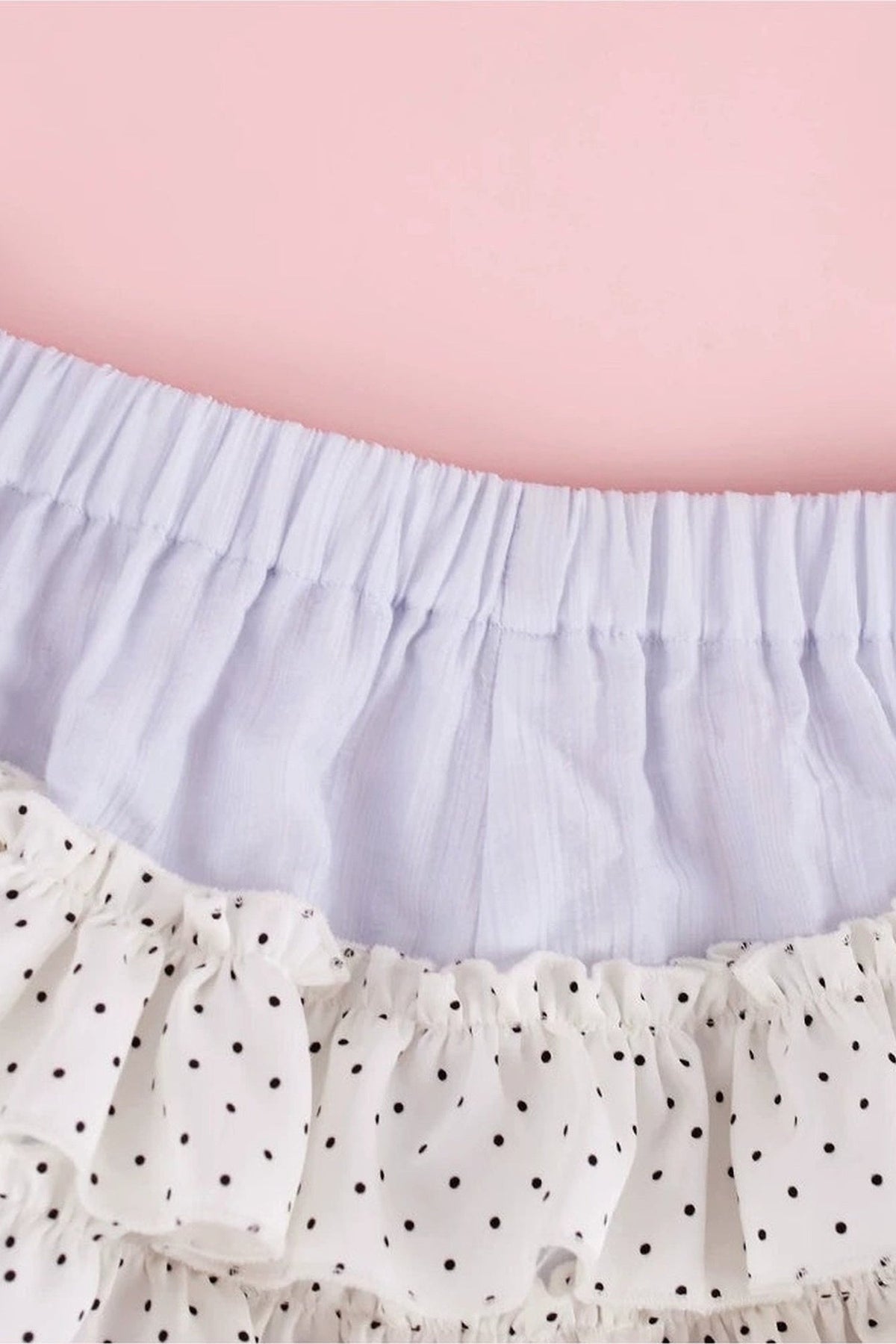Blue And White Polka Dot Top And Cake Skirt Set-Up