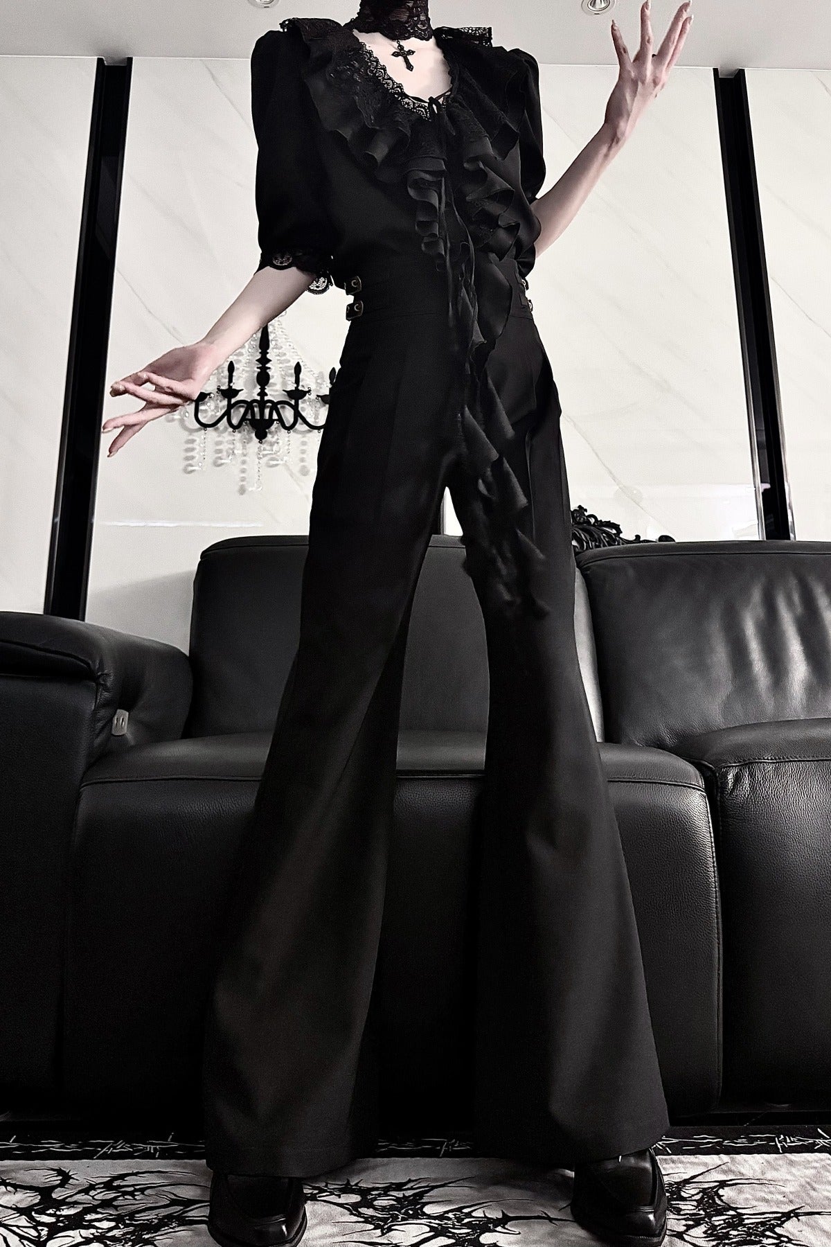 High-Waisted Slightly Flared Dress Pants