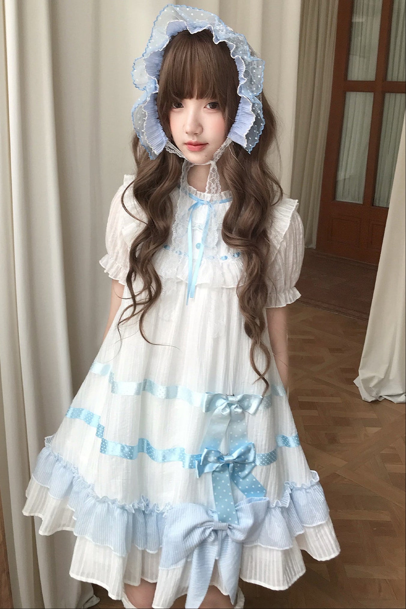 Milky Blue Princess Ribbon Dress