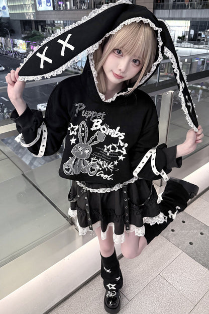 Long Eared Rabbit Sweatshirt And Cake Skirt Set-Up