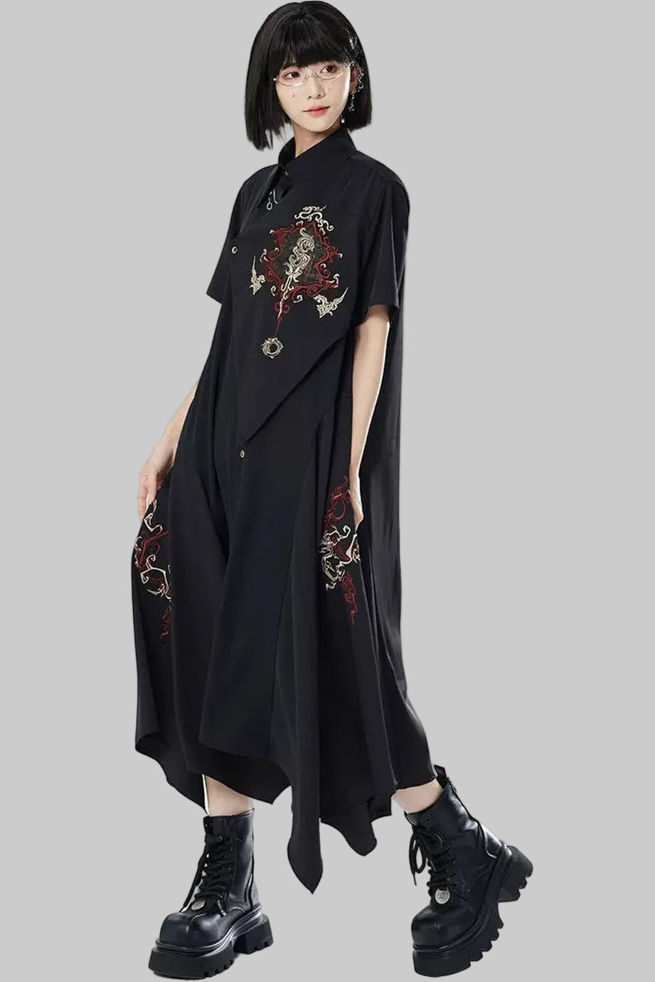 Gold Thread Embroidered Patchwork Dress