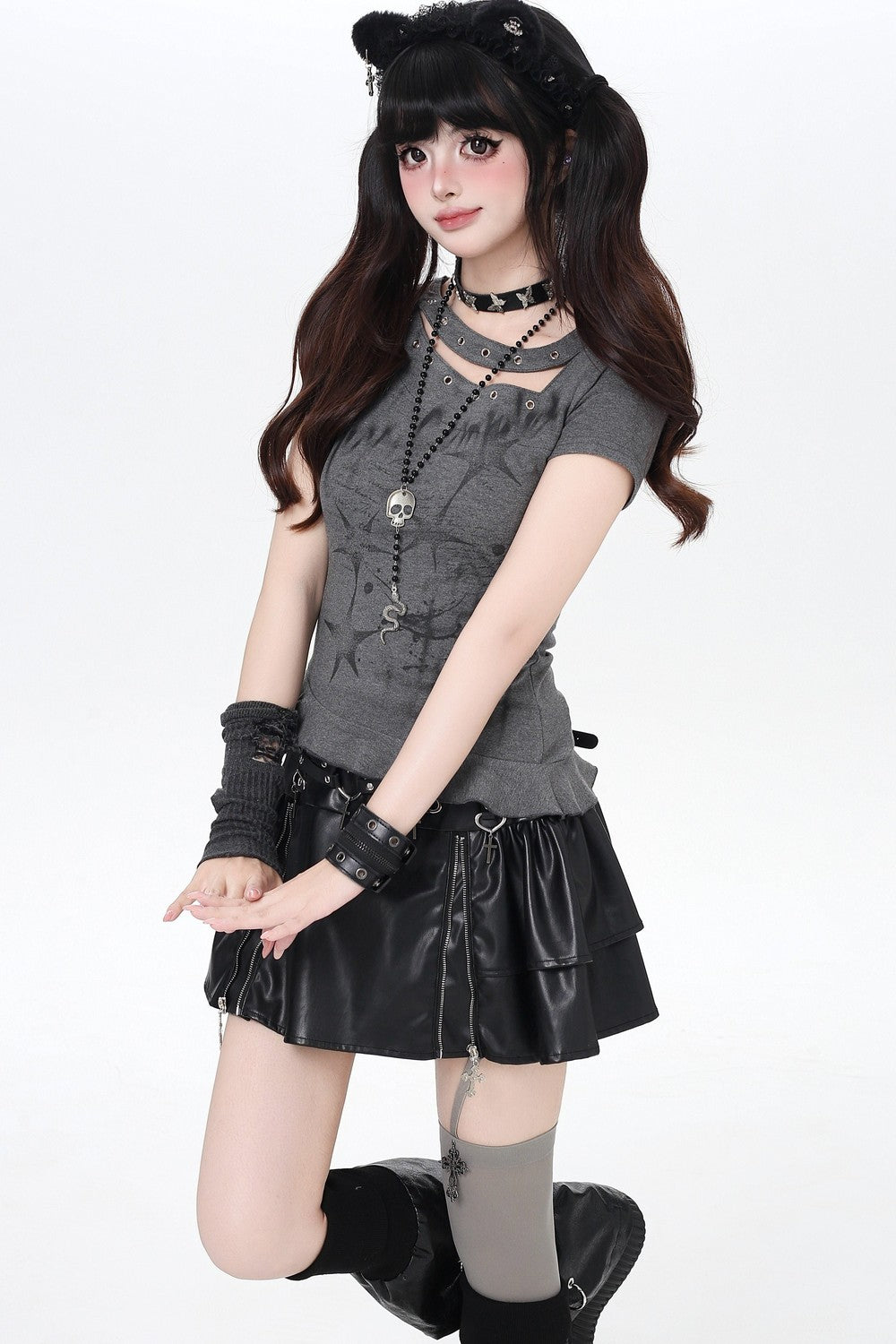 Subculture Y2K Asymmetric Neck T-Shirt