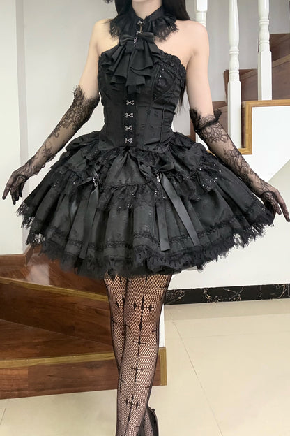 Silver Moon Thorn Halter Gothic Lolita Set