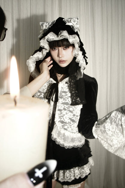 Black White Purple Lace Knit Cardigan