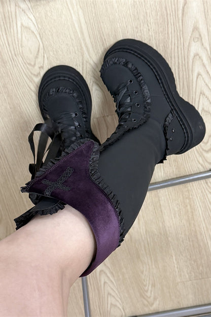 Gothic Cross Platform Boots