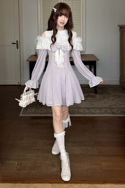 Robe en maille à épaules dénudées Wisteria