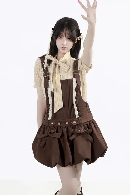 Midsummer Night Lace-Up Blouse + Suspender Skirt + Leg Warmers