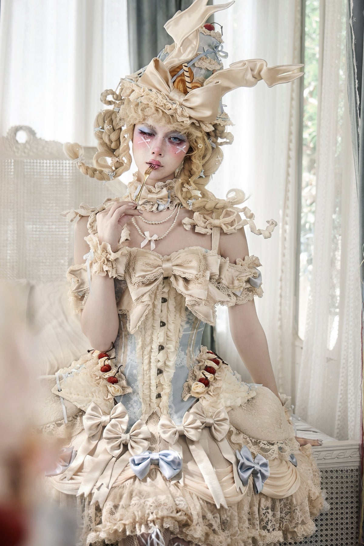 French Rococo Cake Corset Camisole With Accessory Set-Up