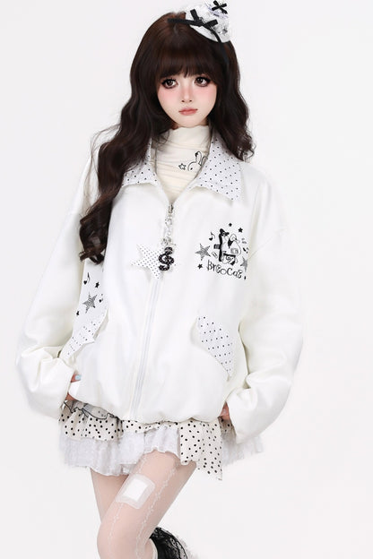 Reversible Polka Dot Lapel Jacket