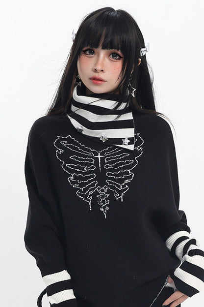 Dark Striped Turtleneck Knitwear