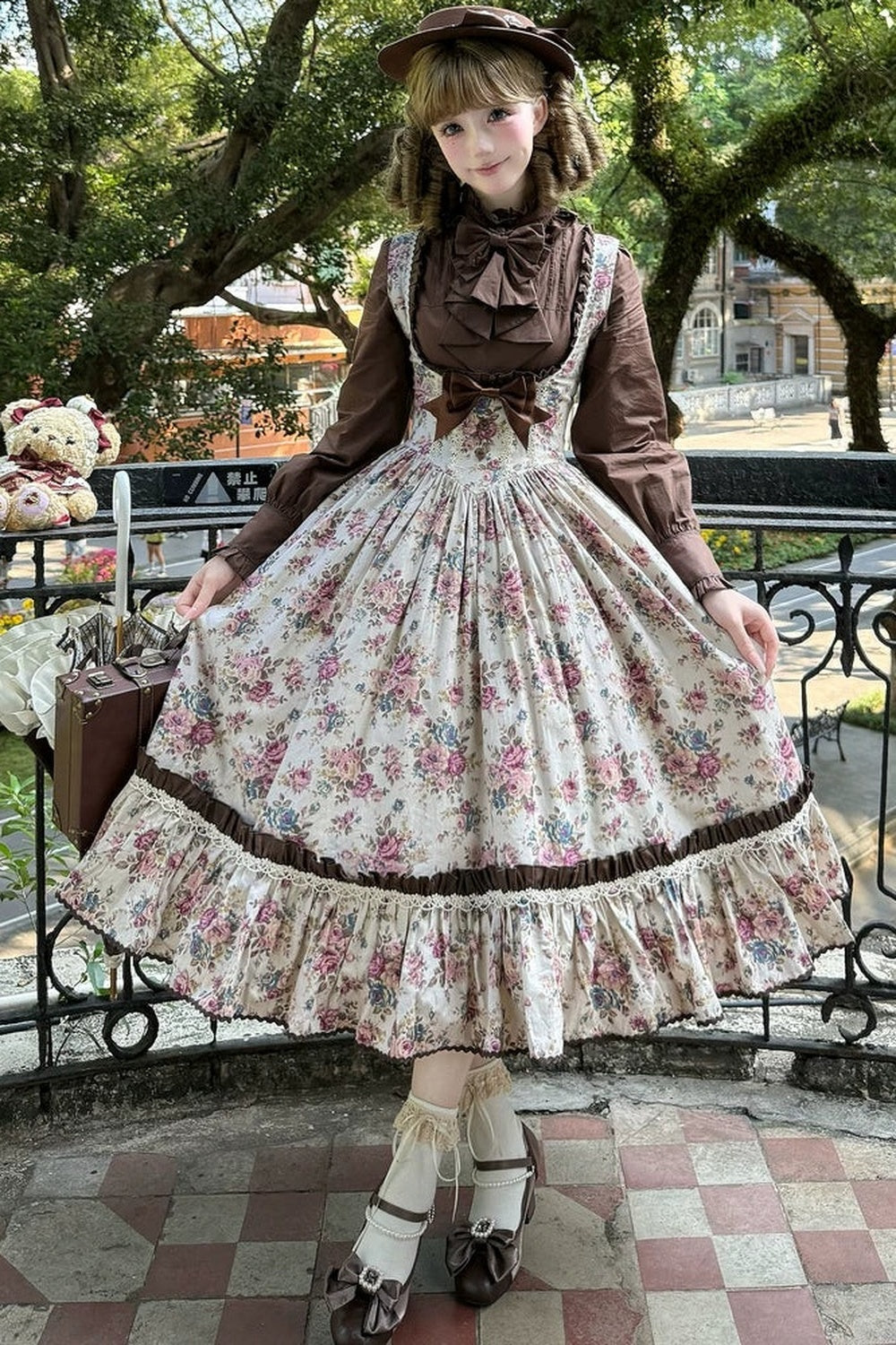Vintage Floral Elegant Lolita Dress Set-Up