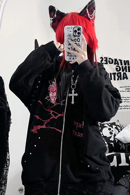 Veste ample à capuche avec oreilles de chat