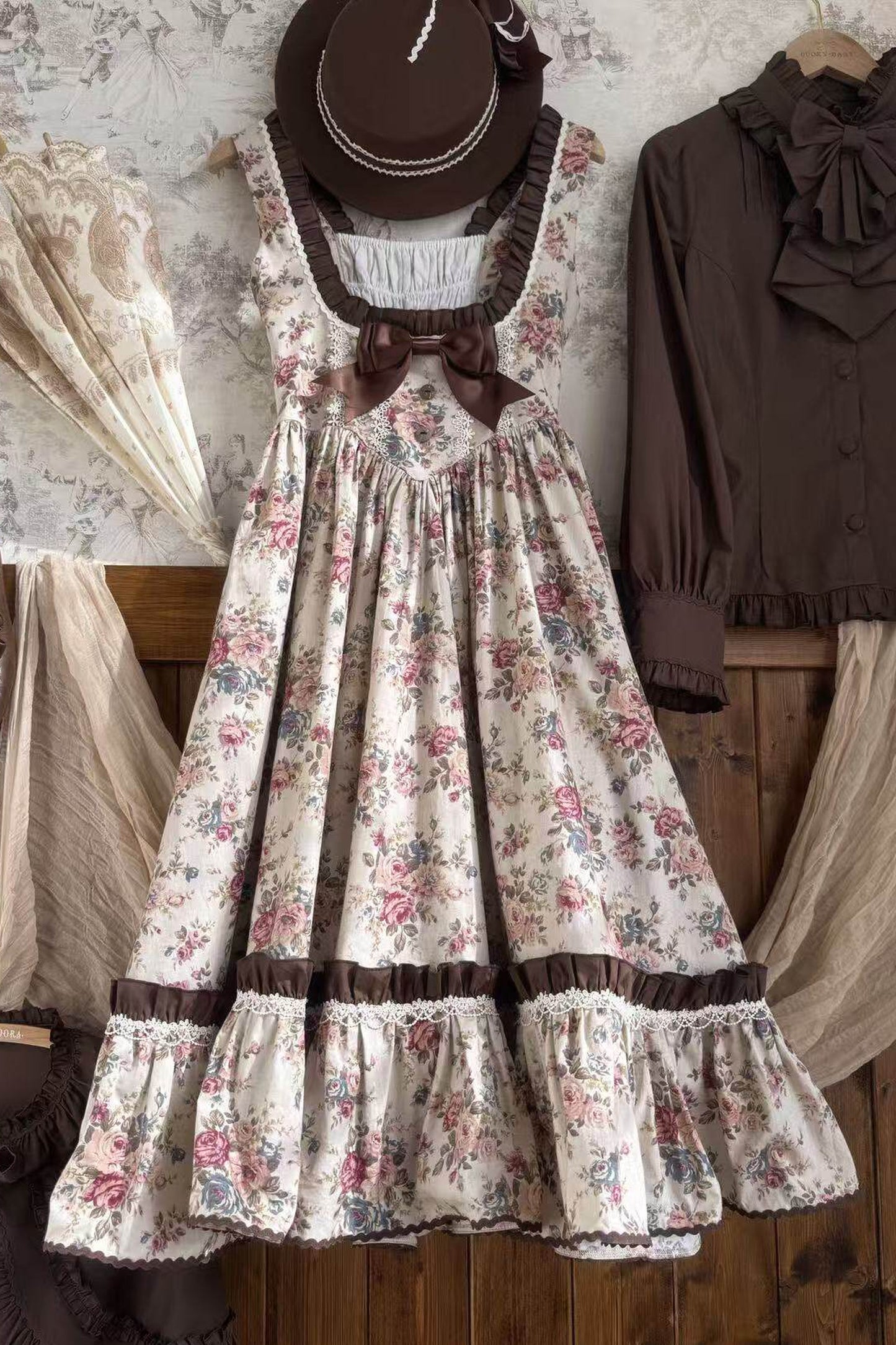 Vintage Floral Elegant Lolita Dress Set-Up