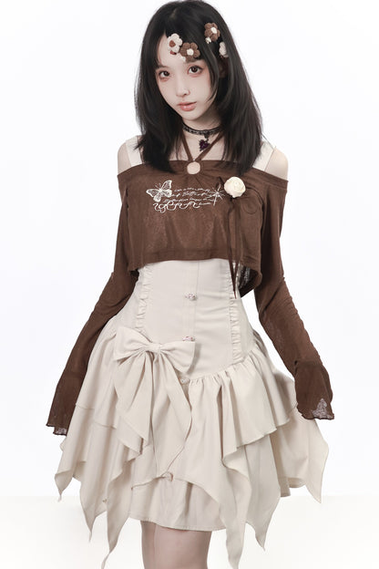 Butterfly Island ensemble robe en dentelle irrégulière avec haut à épaules dénudées
