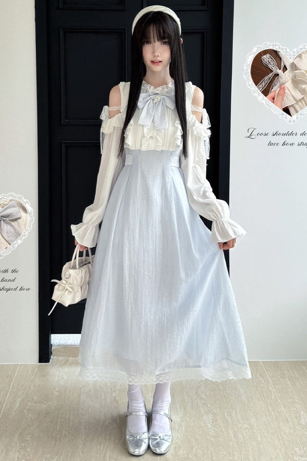 Spliced Off-Shoulder Short Sleeve Dress