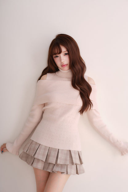 Off-Shoulder Shawl Pullover Sweater