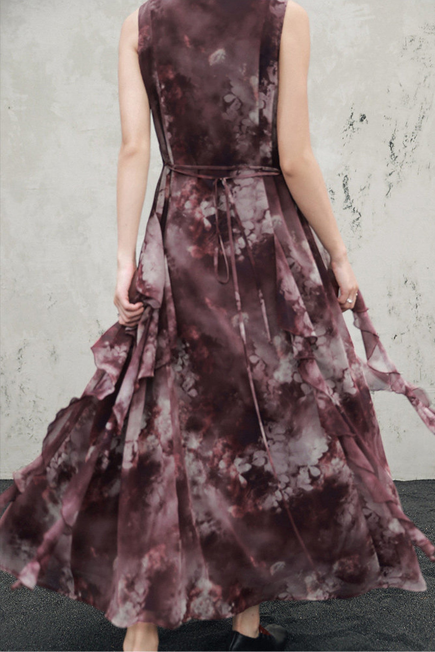 abito in chiffon rosso intenso
