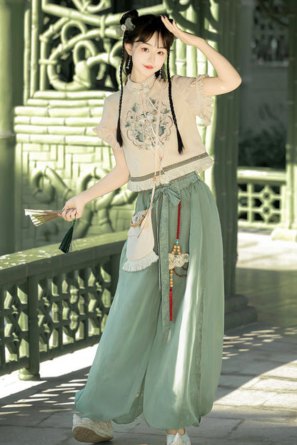 Chinese-Style Top & Balloon Pants Set-Up