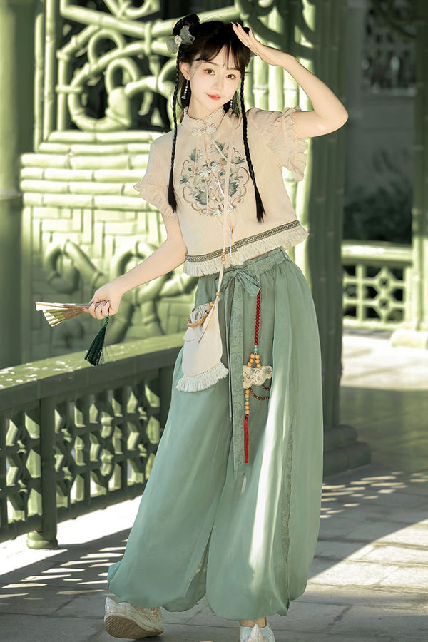 Chinese-Style Top & Balloon Pants Set-Up