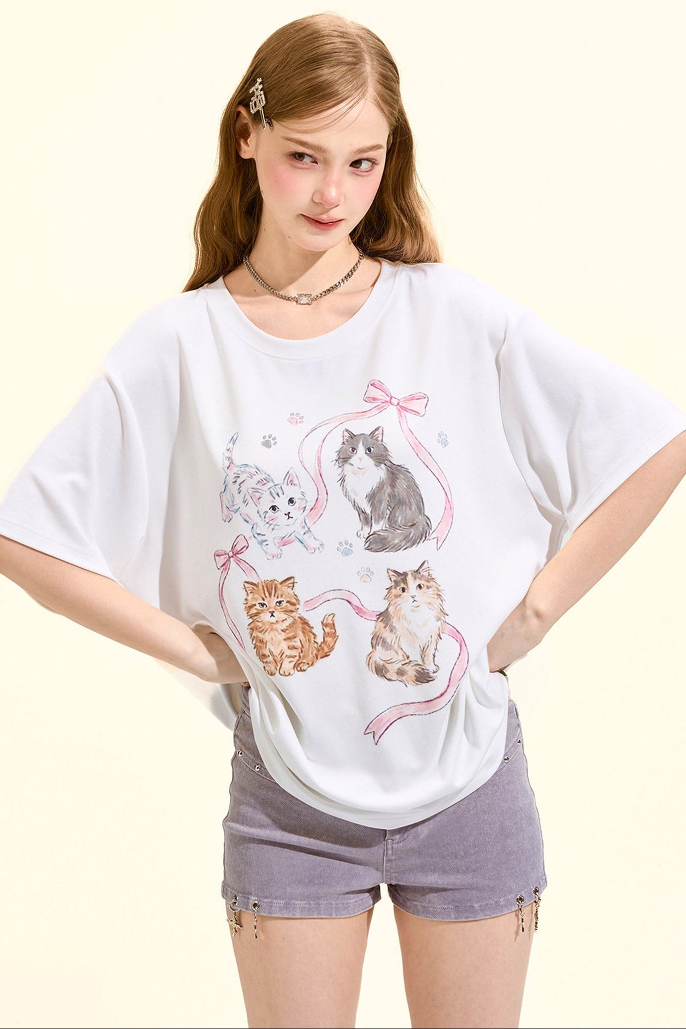Süßes Katzen-Oversize-T-Shirt