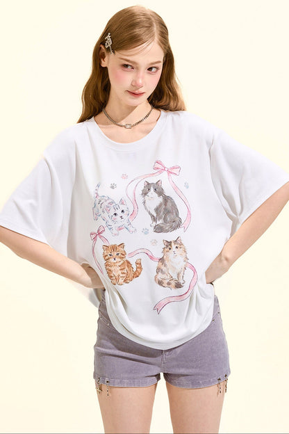 Süßes Katzen-Oversize-T-Shirt