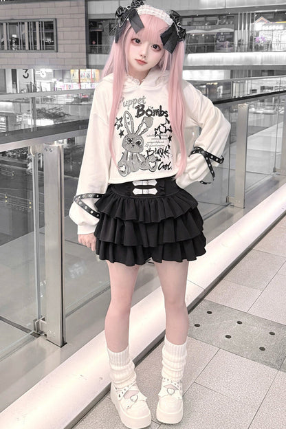 Long Eared Rabbit Sweatshirt And Cake Skirt Set-Up