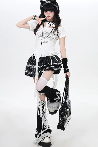 Heart Buckle Asymmetrical Dark Kawaii Top