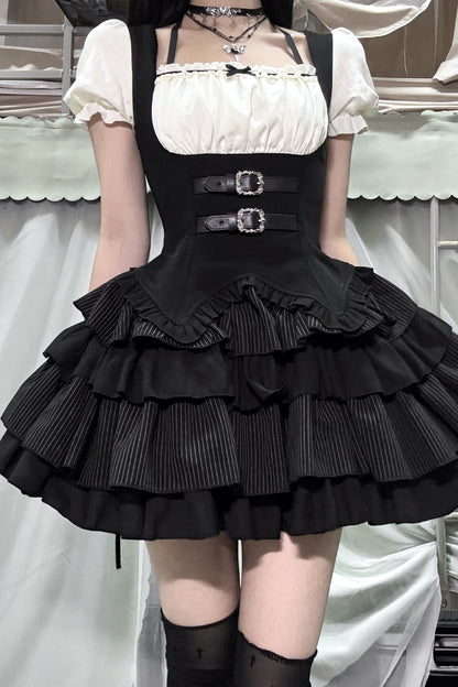 Cool Square Neck Four-Stage Dress