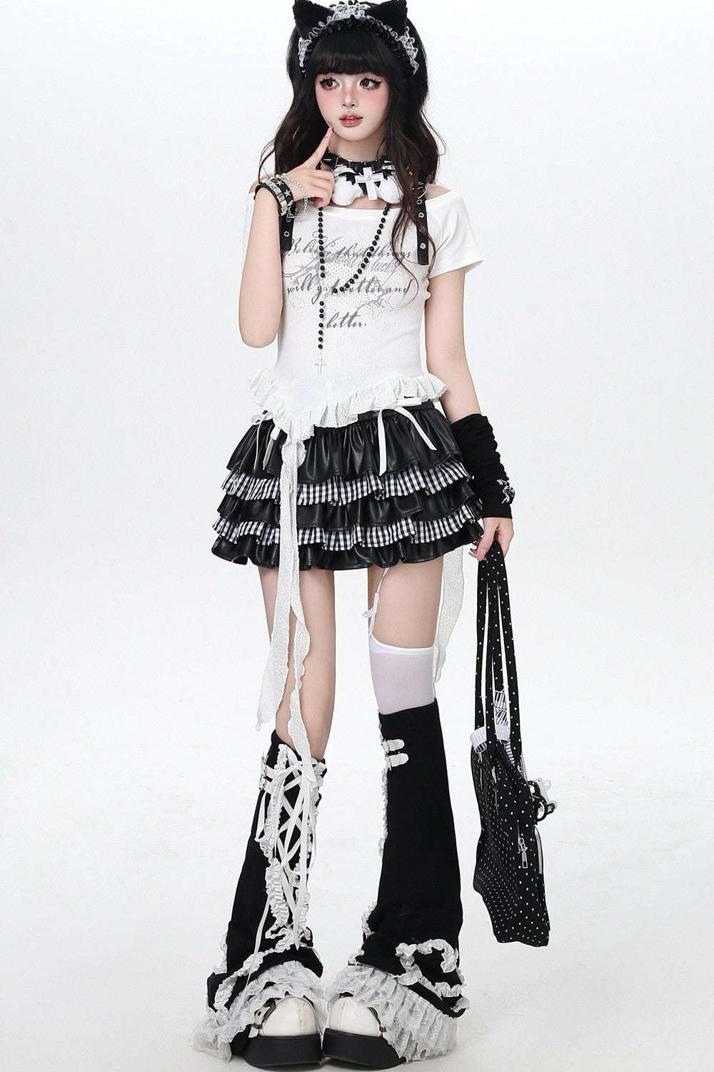 Heart Buckle Asymmetrical Dark Kawaii Top