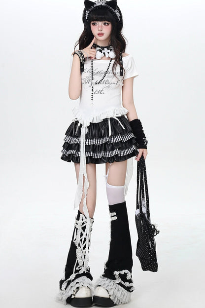 Heart Buckle Asymmetrical Dark Kawaii Top