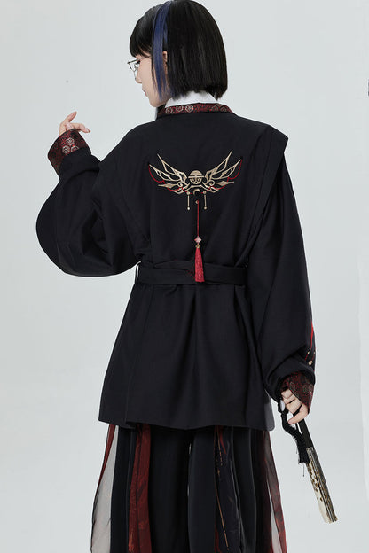 Chinese Style Embroidered Trench Coat and Pants Set-Up