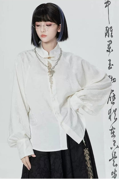 Black White Embroidered Shirt Pants Set-Up