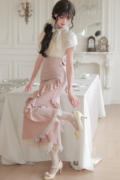 Blush Corset Ruffle Dress