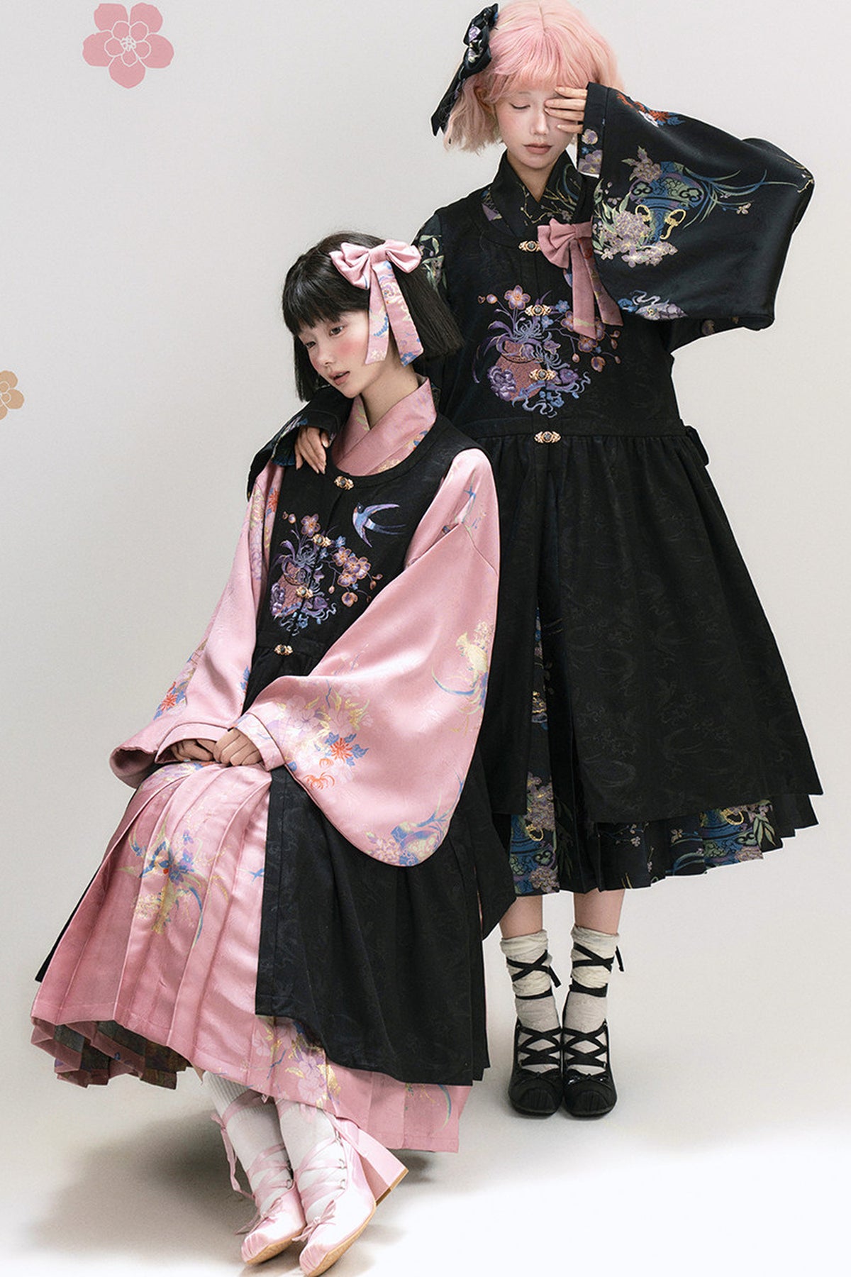 Floral Hanfu Puffy Dress Set