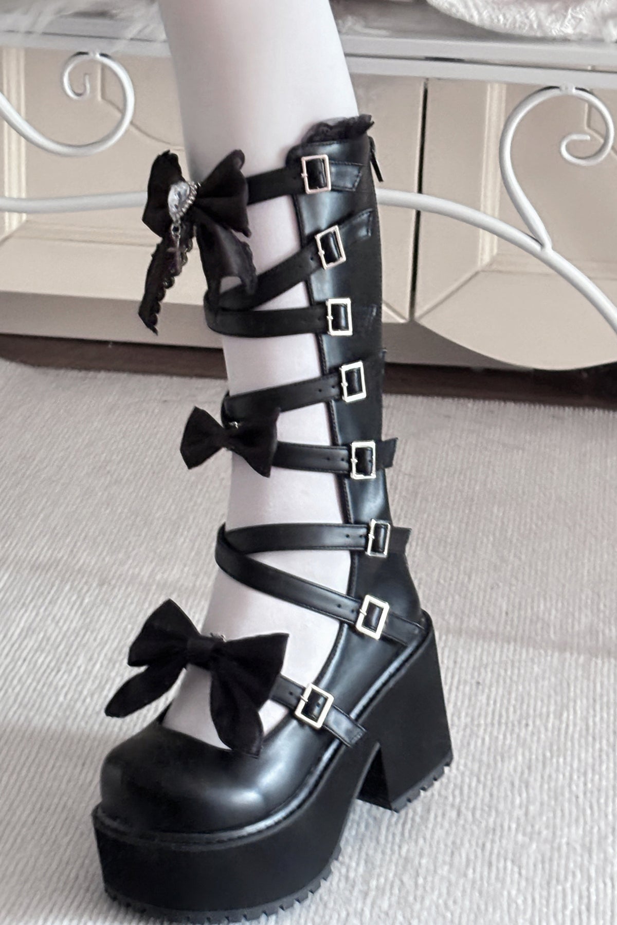 Gothic Bandage Cutout Thick-Soled Shoes