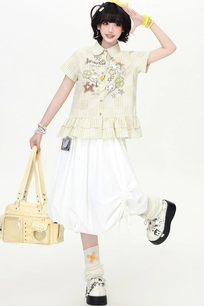 Loose Fluffy Dream Plaid Top + Skirt
