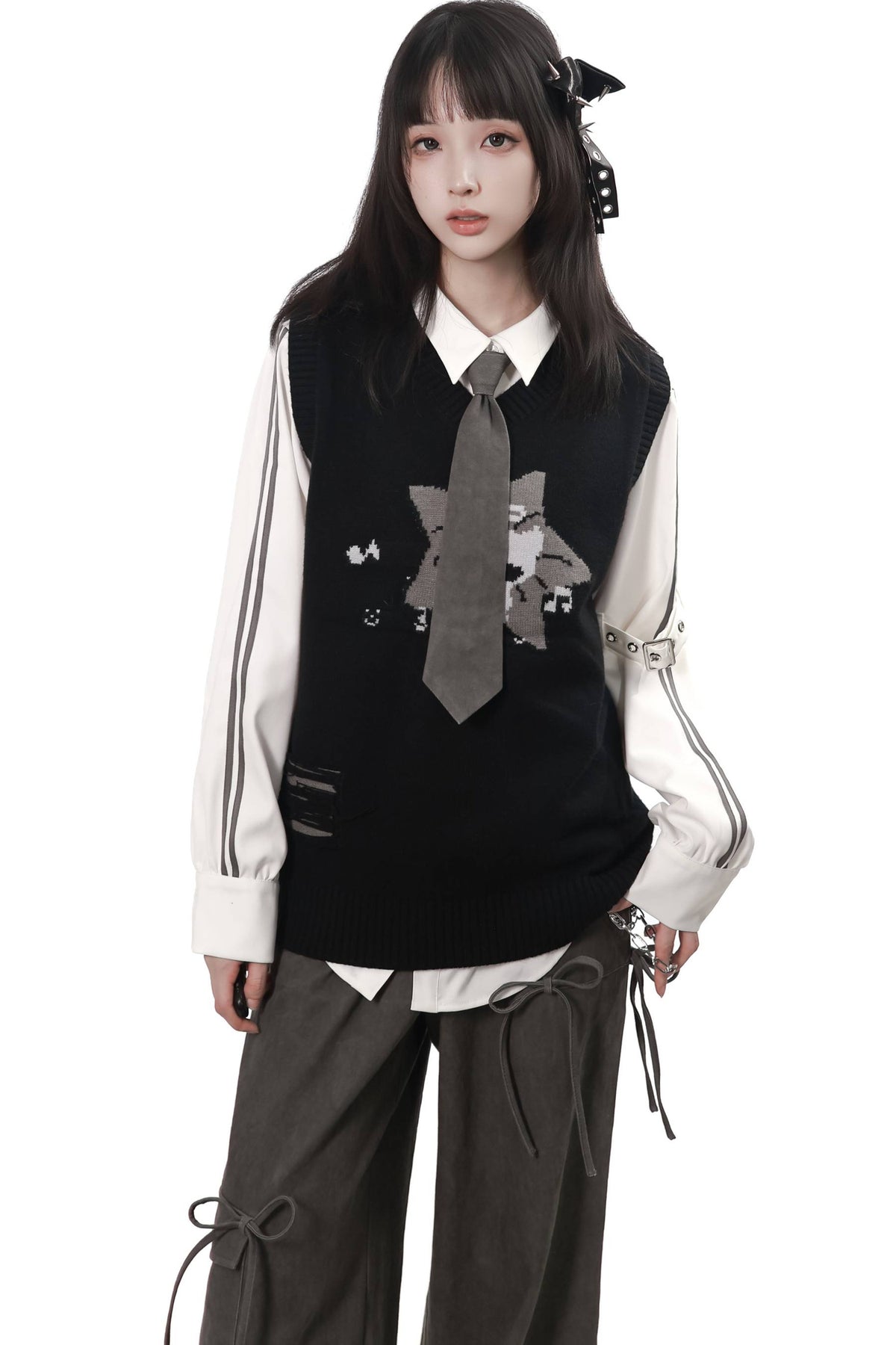 Interstellar Roaming Knit Sweater Vest With Tie and Pants Set-Up