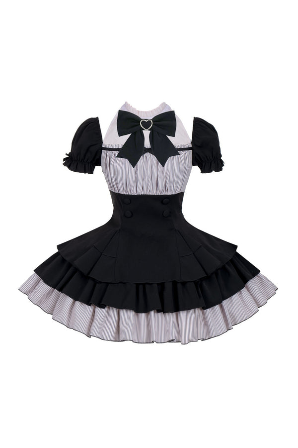 Cool Square Neck Three-Tiered Ruffle Skirt Dress