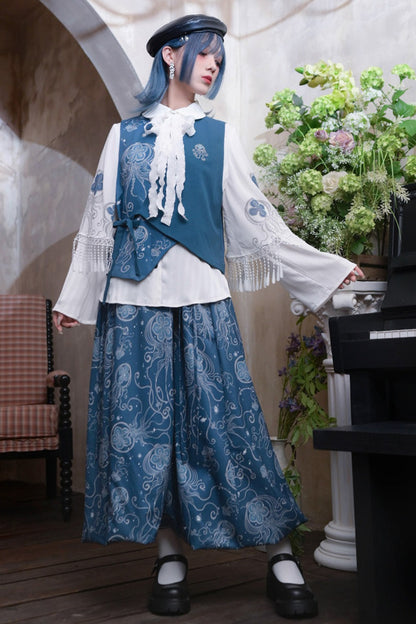 Gilet asymétrique à imprimé méduse Blue Tears