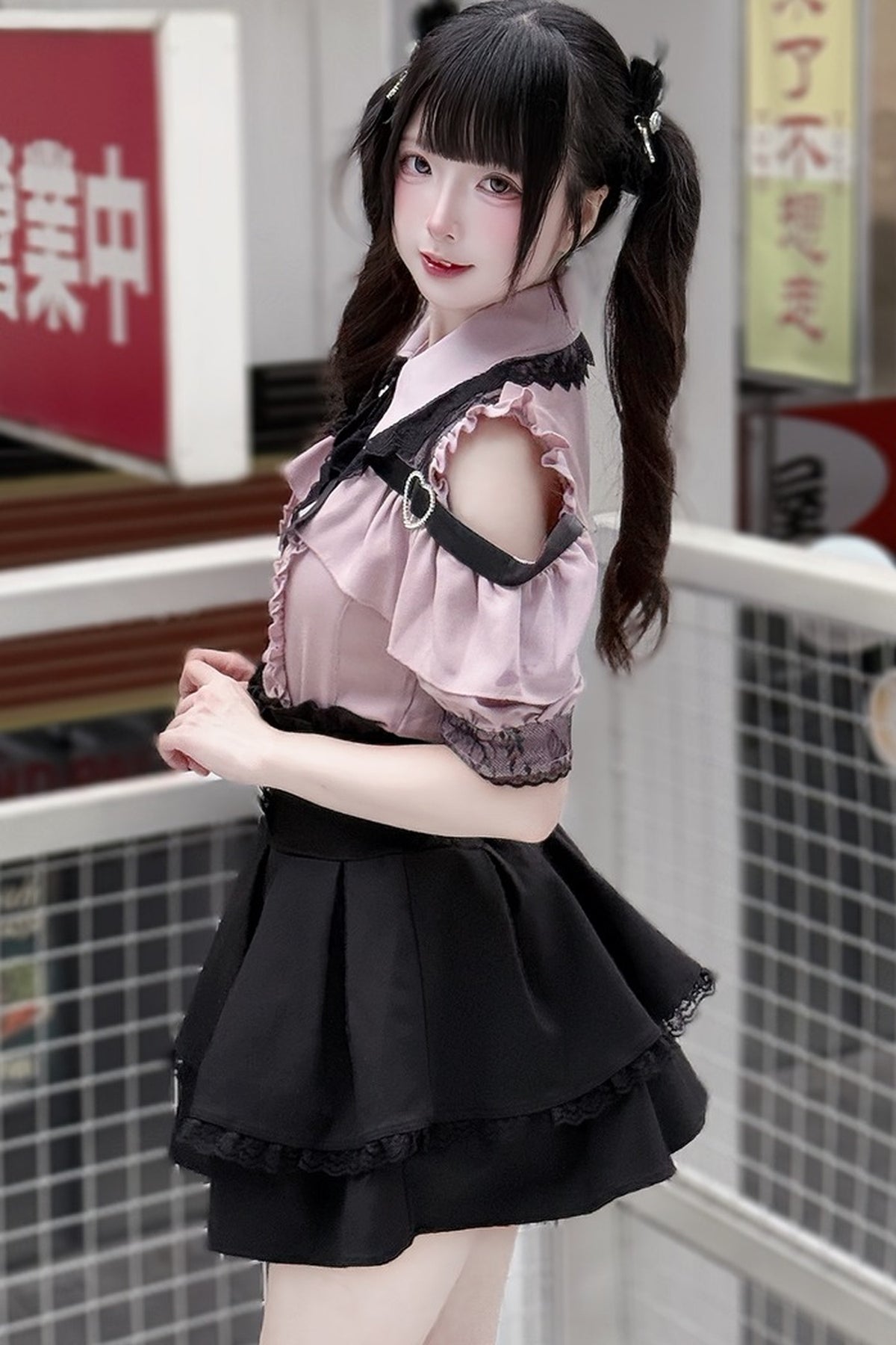 Cherry Short-Sleeve Shirt and Skirt Set-Up